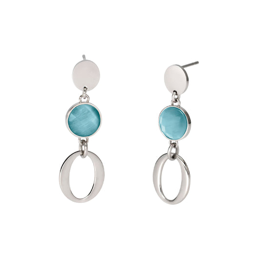 Orecchini da donna 2Jewels in acciaio con pietra azzurra MISURA UNICA