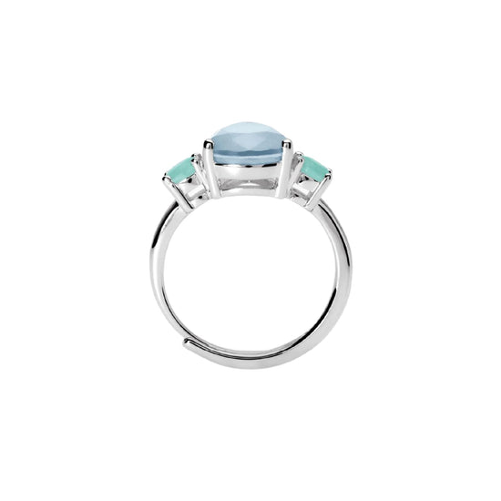 Anello Mabina Santorini in argento con cristalli azzurri Regolabile dalla 11 alla 19