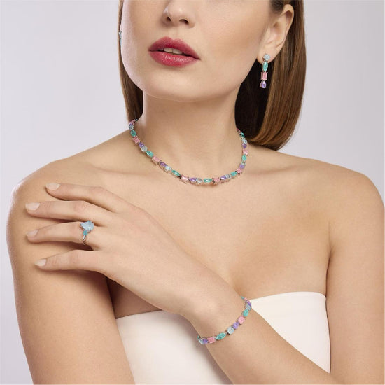 Anello Mabina Santorini in argento con cristalli azzurri Regolabile dalla 11 alla 19