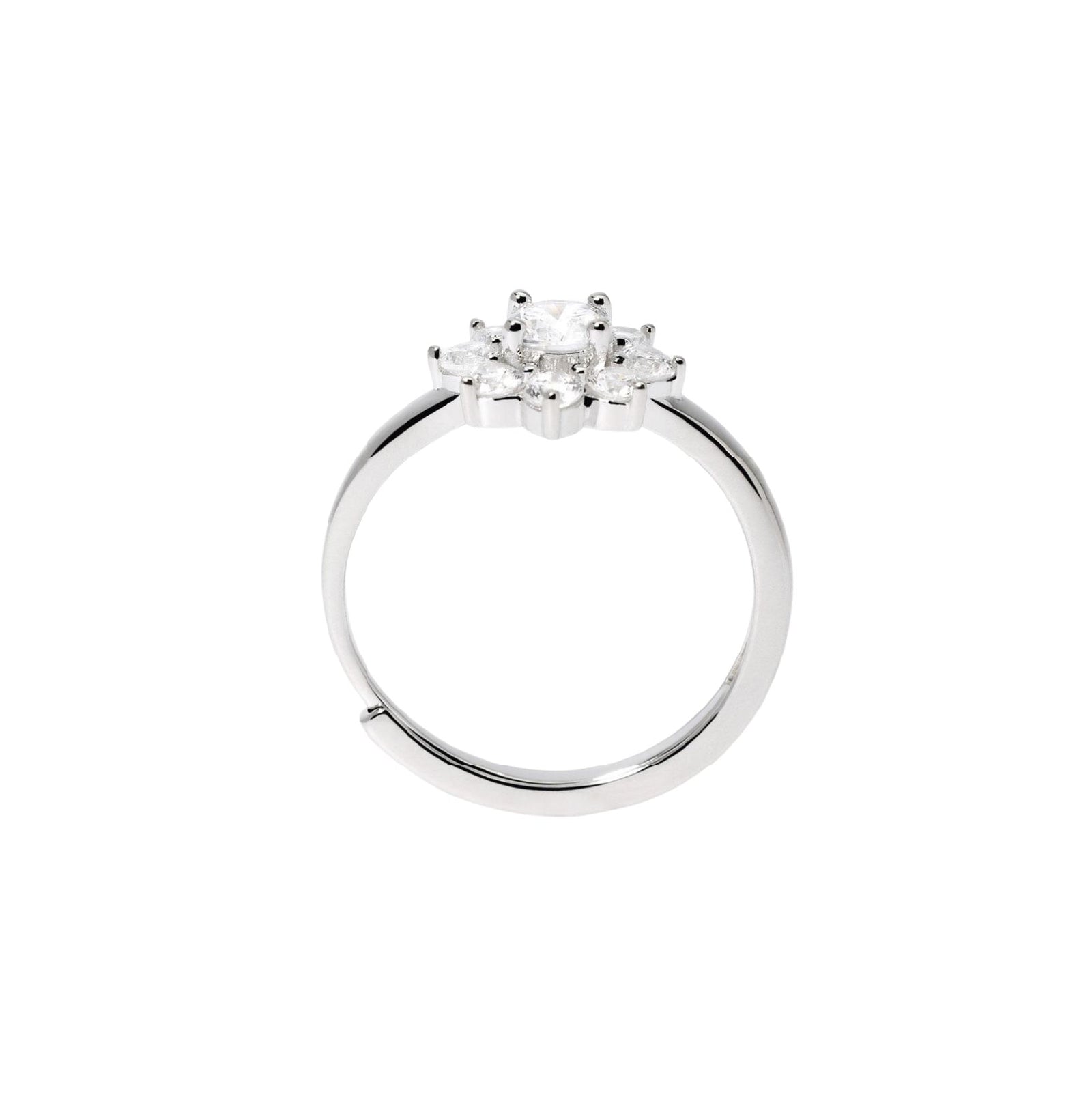 Anello da donna Mabina in argento rodio con zirconi a fiore Regolabile dalla 9 alla 17