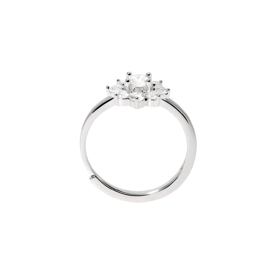 Anello da donna Mabina in argento rodio con zirconi a fiore Regolabile dalla 9 alla 17