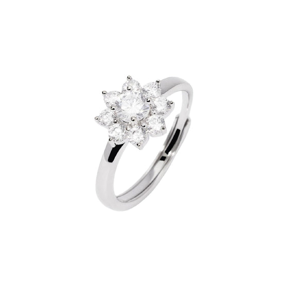 Anello da donna Mabina in argento rodio con zirconi a fiore Regolabile dalla 9 alla 17