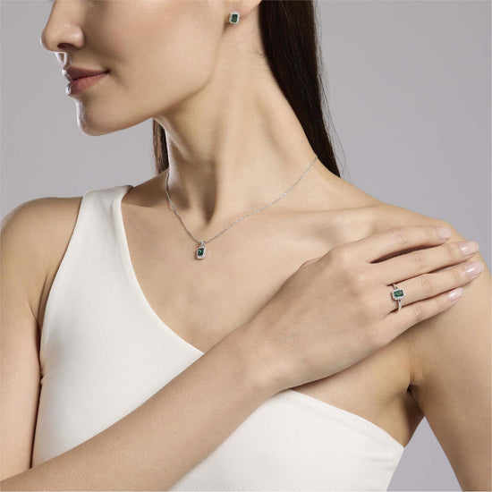Anello Cool or Rétro? Mabina Gioielli da donna con pietra verde Regolabile dalla 9 alla 17