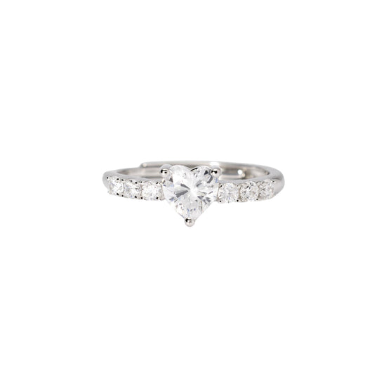 Anello Mabina Gioielli da donna in argento con zircone a cuore Regolabile dalla 11 alla 19