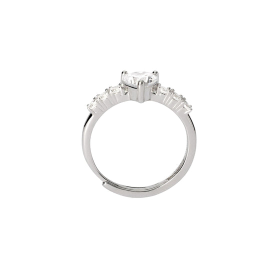 Anello Mabina Gioielli da donna in argento con zircone a cuore Regolabile dalla 11 alla 19