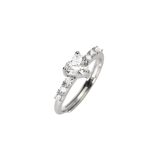 Anello Mabina Gioielli da donna in argento con zircone a cuore Regolabile dalla 11 alla 19