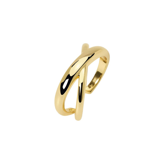 Anello regolabile intrecciato Mabina in argento placcato oro regolabili