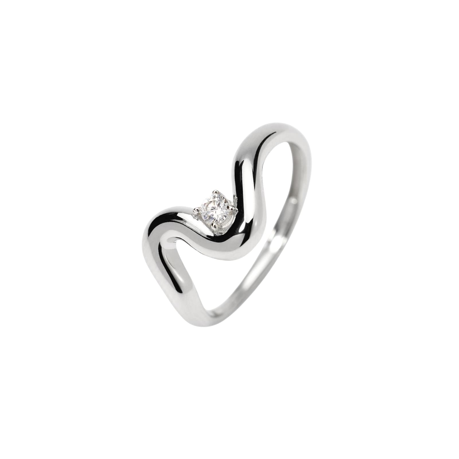 Anello regolabile Mabina in argento forma ondulata e zircone Regolabile dalla 11 alla 19