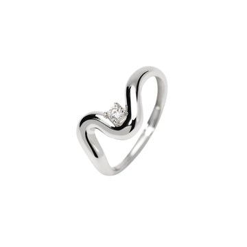 Anello regolabile Mabina in argento forma ondulata e zircone Regolabile dalla 11 alla 19