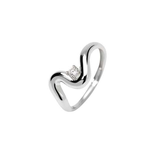 Anello regolabile Mabina in argento forma ondulata e zircone Regolabile dalla 11 alla 19