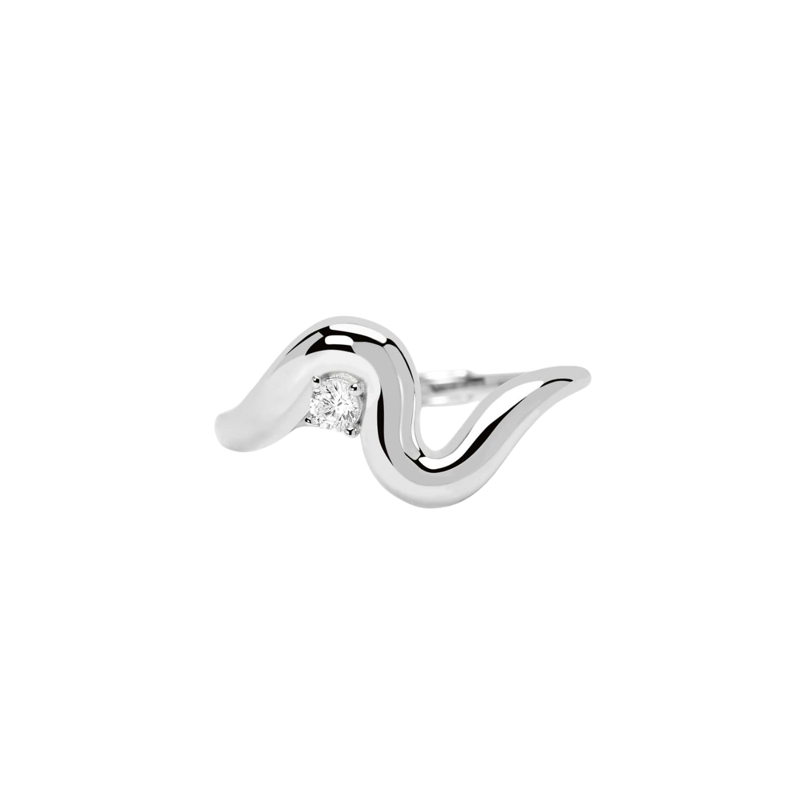 Anello regolabile Mabina in argento forma ondulata e zircone Regolabile dalla 11 alla 19