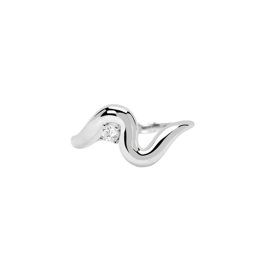 Anello regolabile Mabina in argento forma ondulata e zircone Regolabile dalla 11 alla 19