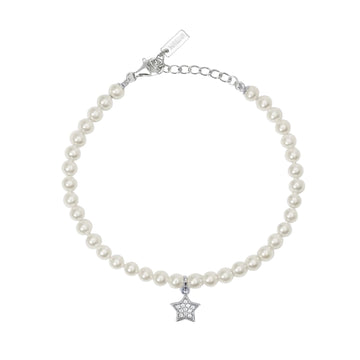 Bracciale con pendente Mabina argento con perle e zirconi stella L 19 cm