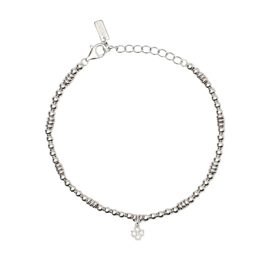 Bracciale con pendente Mabina argento e zirconi quadrifoglio L 19 cm