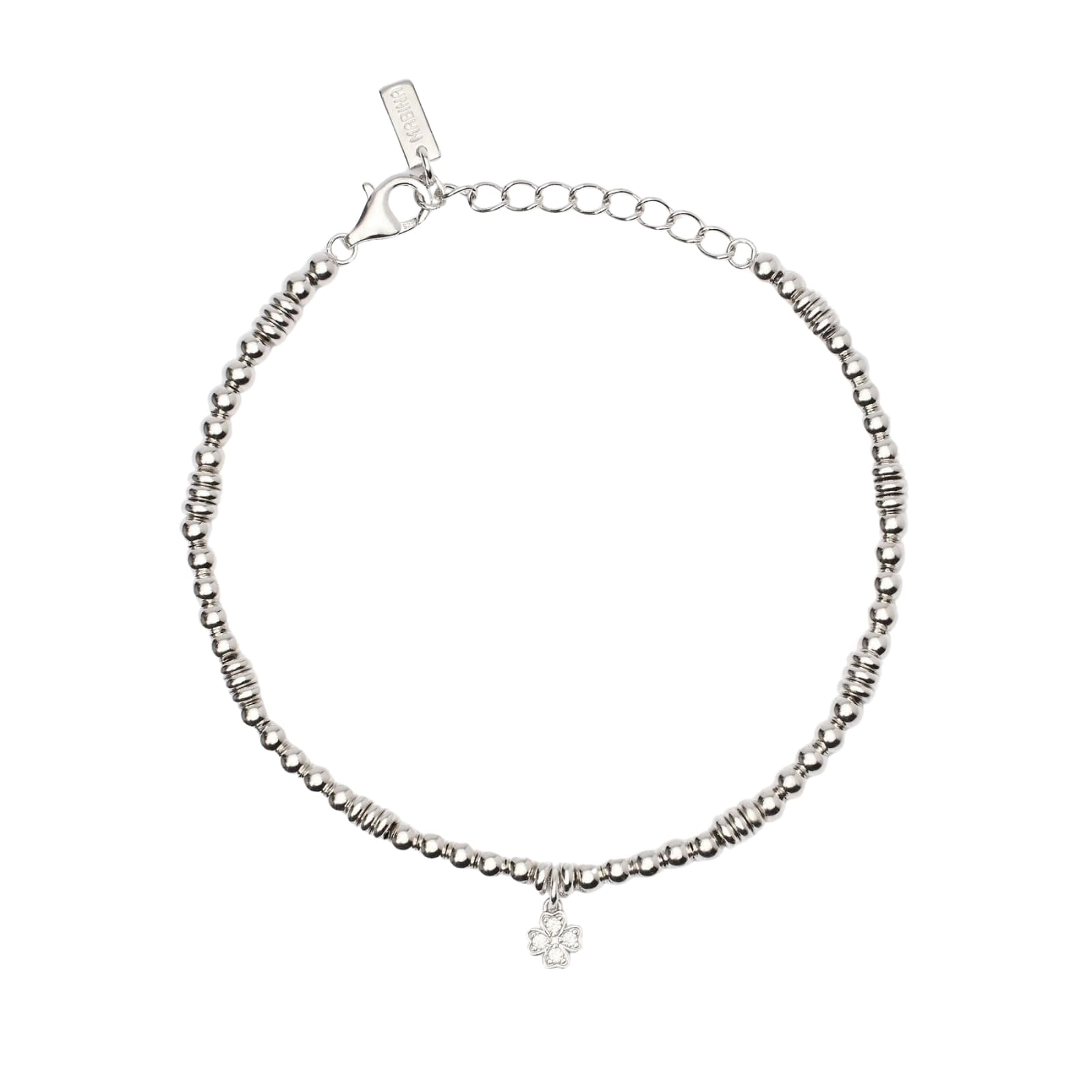 Bracciale con pendente Mabina argento e zirconi quadrifoglio L 19 cm