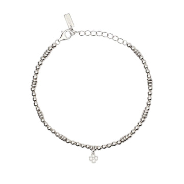 Bracciale con pendente Mabina argento e zirconi quadrifoglio L 19 cm