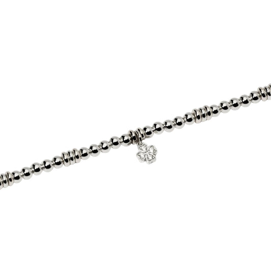 Bracciale con pendente Mabina argento e zirconi quadrifoglio L 19 cm