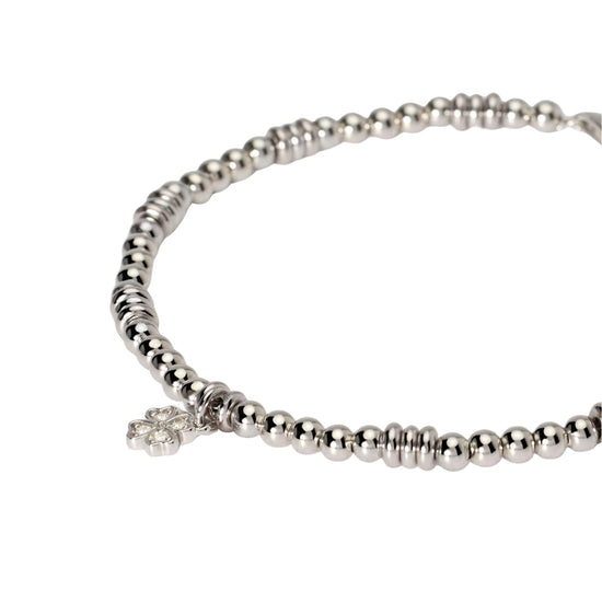 Bracciale con pendente Mabina argento e zirconi quadrifoglio L 19 cm