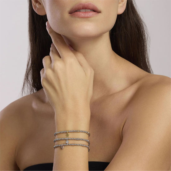 Bracciale con pendente Mabina argento e zirconi quadrifoglio L 19 cm