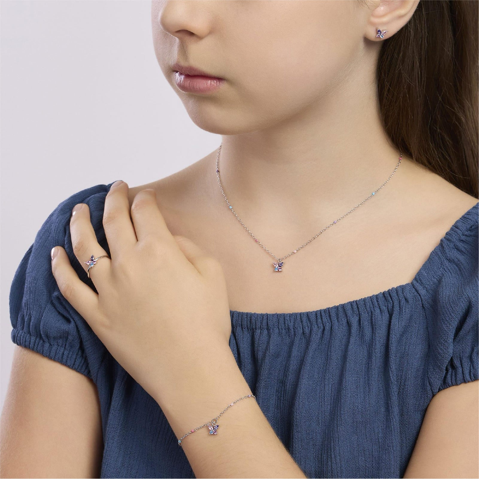 Braccilale catena Mabina Junior in argento con farfalla 16,5 cm