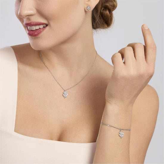 Bracciale catena con pendente Mabina argento e zirconi L 19 cm