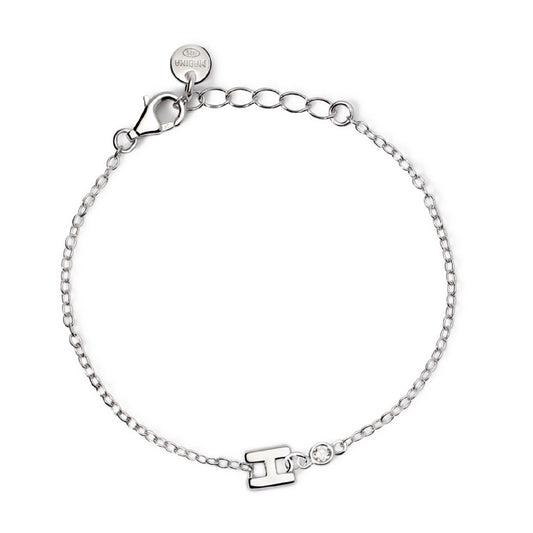 bracciale mabina junior in argento con iniziale h e diamante 533925h