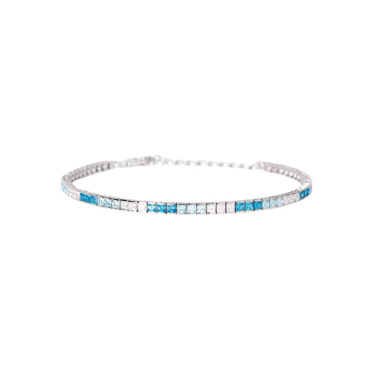 Bracciale Tennis Mabina in argento con zirconi azzurri e blu