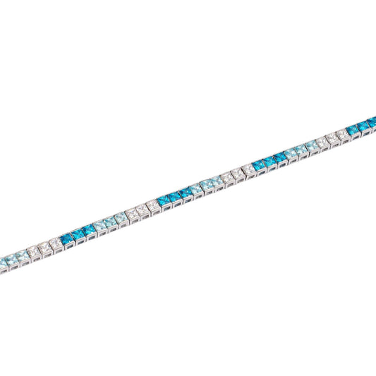 Bracciale Tennis Mabina in argento con zirconi azzurri e blu