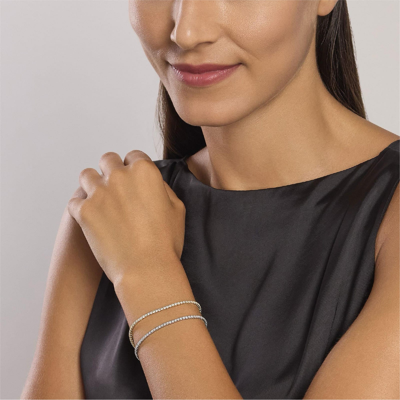 Bracciale tennis Mabina argento placcato oro con zirconi M 18,5 cm