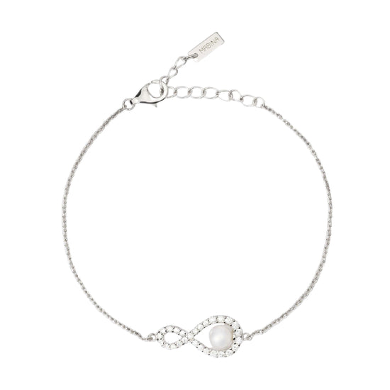 Bracciale Endless Mabina Gioielli in argento con zirconi e perla Regolabile 16-19 cm