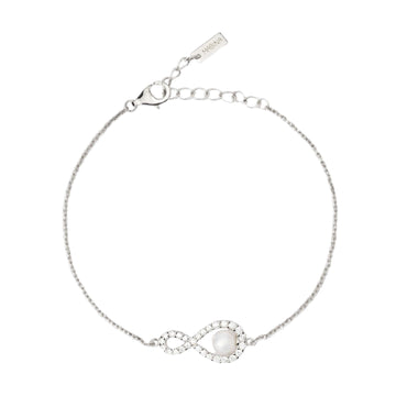 Bracciale Endless Mabina Gioielli in argento con zirconi e perla Regolabile 16-19 cm