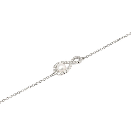 Bracciale Endless Mabina Gioielli in argento con zirconi e perla Regolabile 16-19 cm