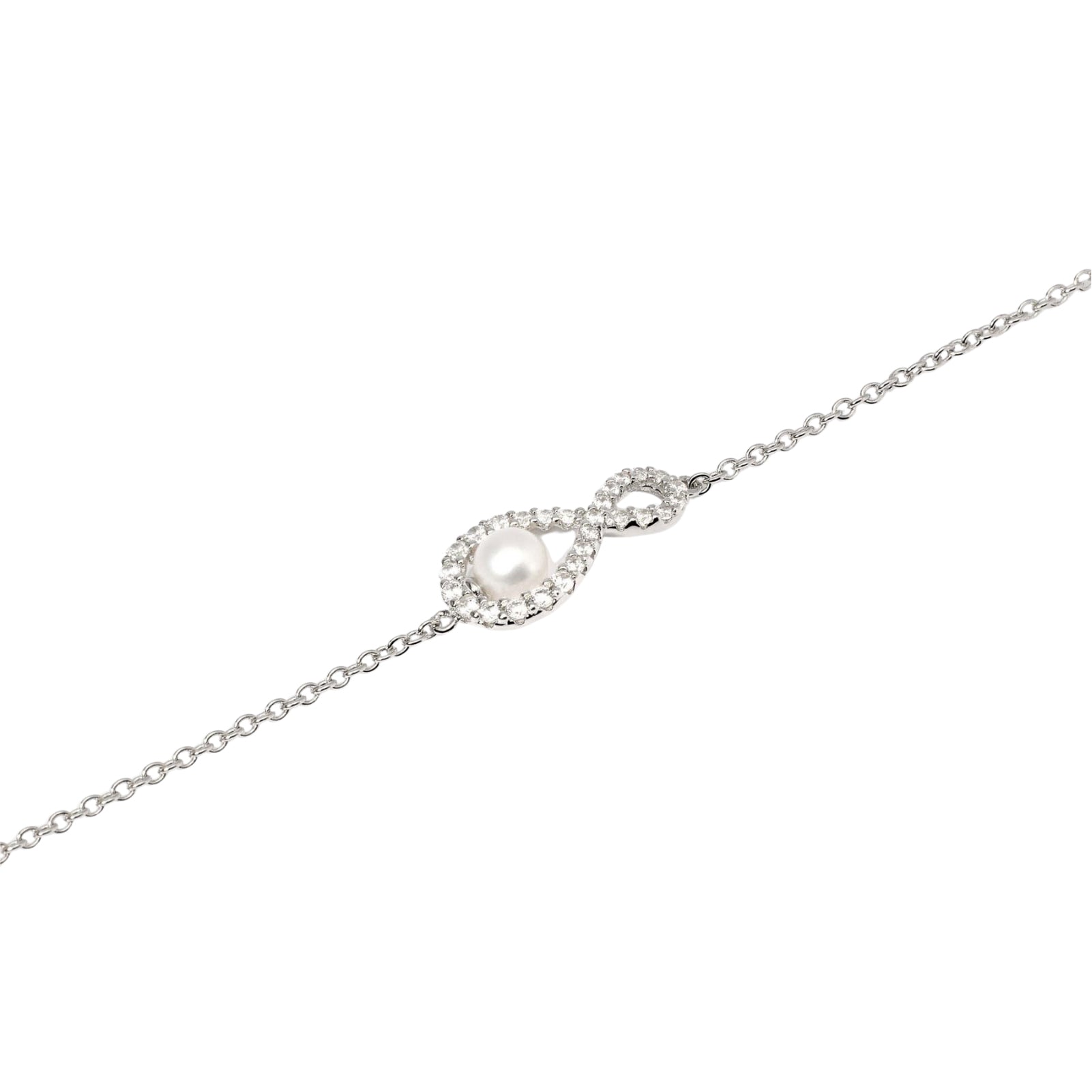 Bracciale Endless Mabina Gioielli in argento con zirconi e perla Regolabile 16-19 cm
