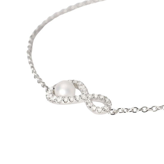 Bracciale Endless Mabina Gioielli in argento con zirconi e perla Regolabile 16-19 cm