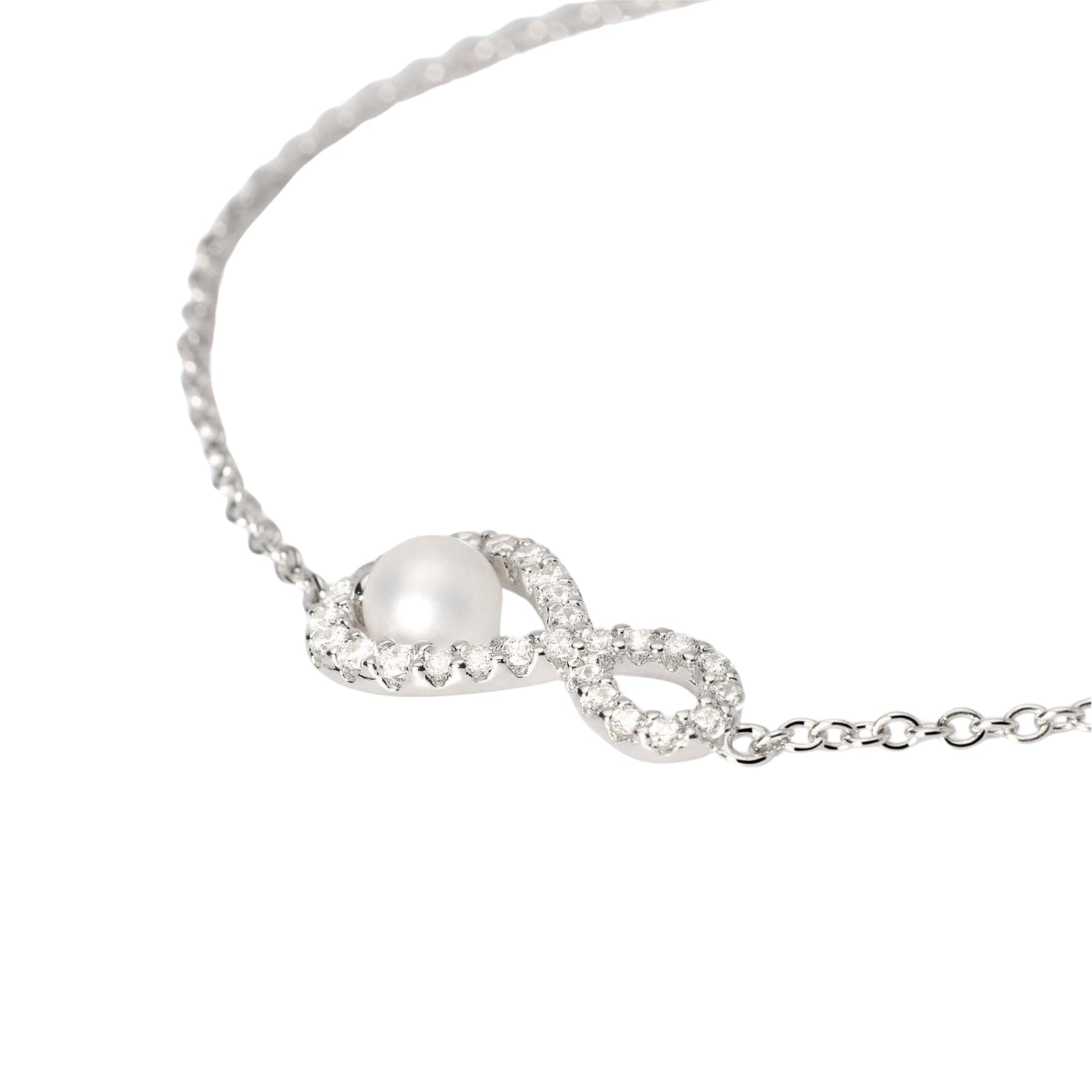 Bracciale Endless Mabina Gioielli in argento con zirconi e perla Regolabile 16-19 cm