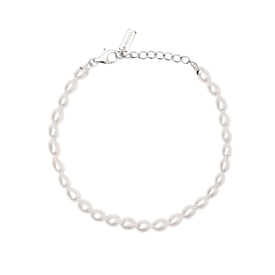 Bracciale catena Mabina Thelma in argento con perle bianche Regolabile 16-19 cm