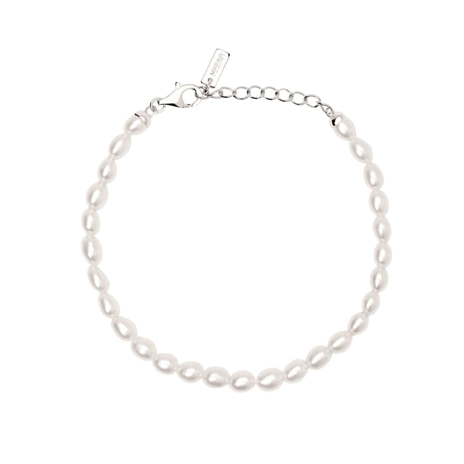 Bracciale catena Mabina Thelma in argento con perle bianche Regolabile 16-19 cm