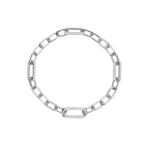 Bracciale Mabina Rue Madame maglie ovali argento e zirconi 19,5 cm