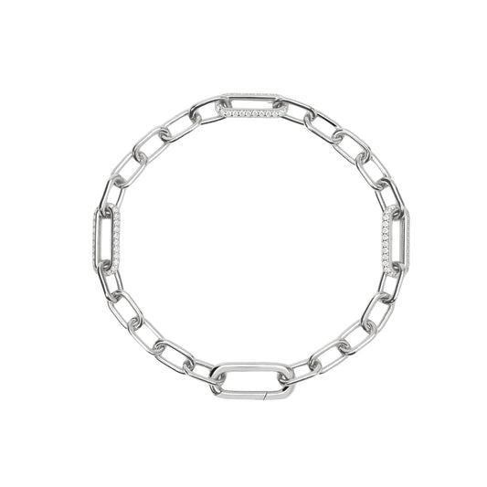 Bracciale Mabina Rue Madame maglie ovali argento e zirconi 19,5 cm