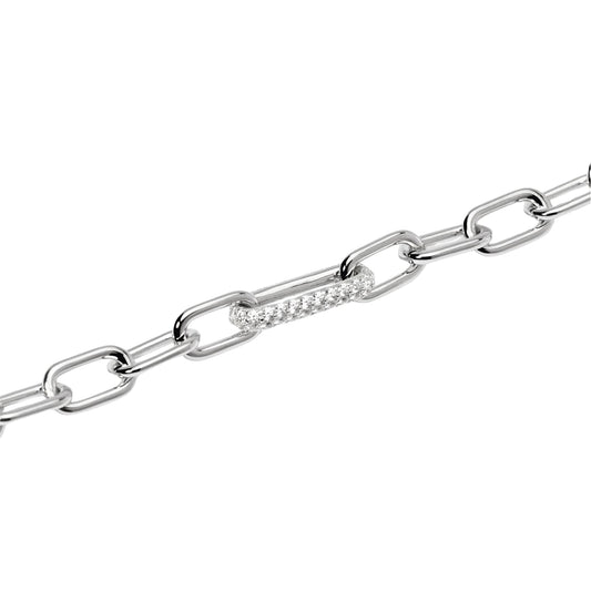 Bracciale Mabina Rue Madame maglie ovali argento e zirconi 19,5 cm