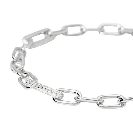 Bracciale Mabina Rue Madame maglie ovali argento e zirconi 19,5 cm