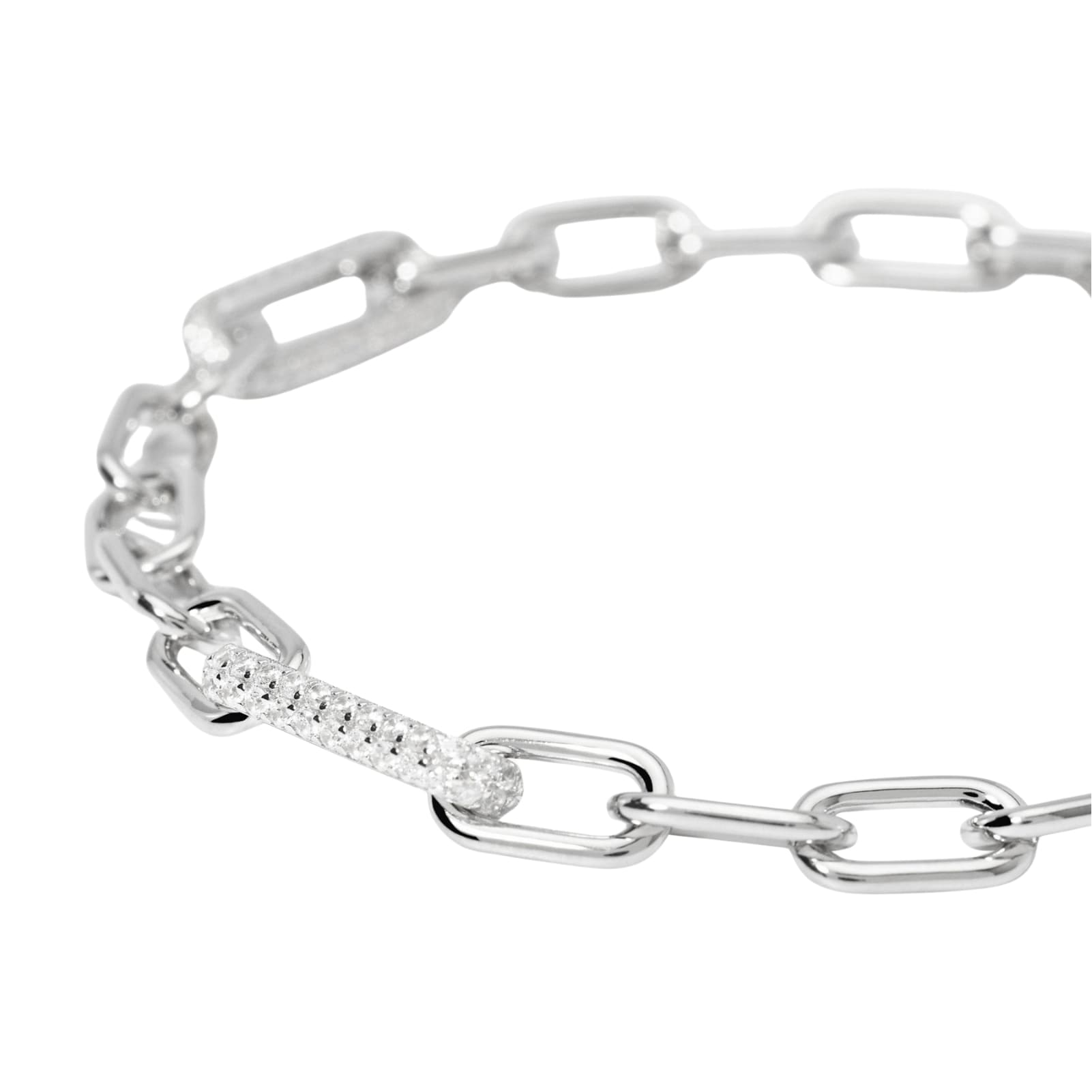 Bracciale Mabina Rue Madame maglie ovali argento e zirconi 19,5 cm