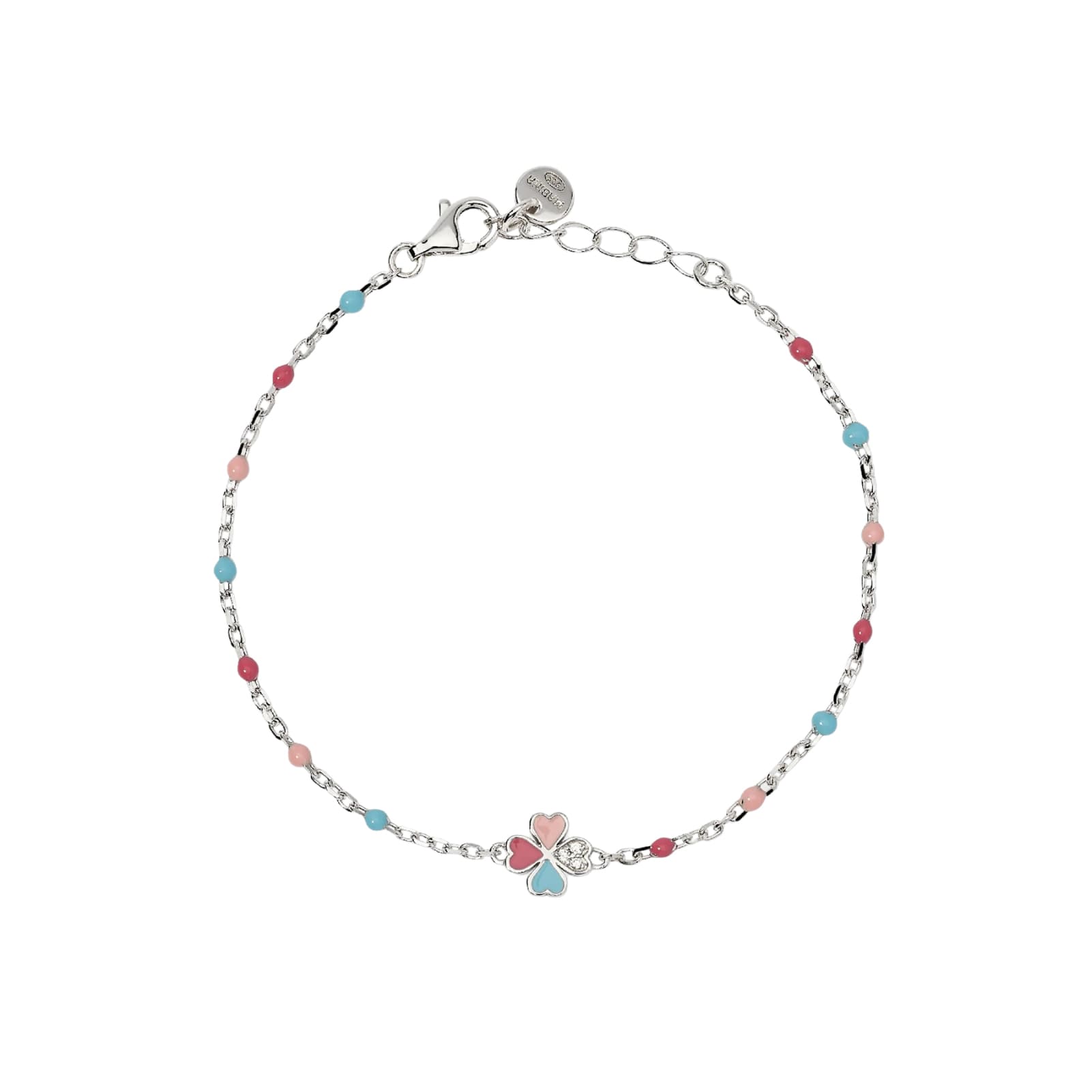 Bracciale catena Mabina argento zirconi smalto quadrifoglio