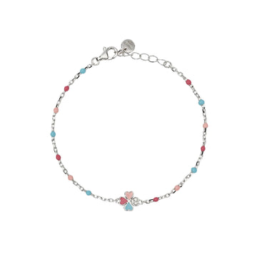 Bracciale catena Mabina argento zirconi smalto quadrifoglio Regolabile 14,5-16,5 cm