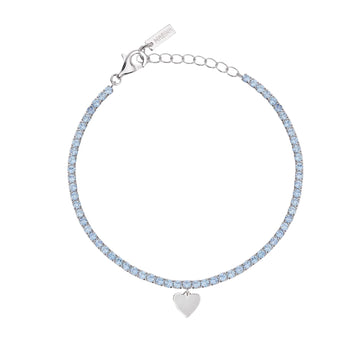 Bracciale tennis Mabina in argento acquamarina ciondolo cuore 18,5 cm