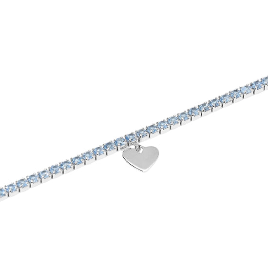 Bracciale tennis Mabina in argento acquamarina ciondolo cuore 18,5 cm
