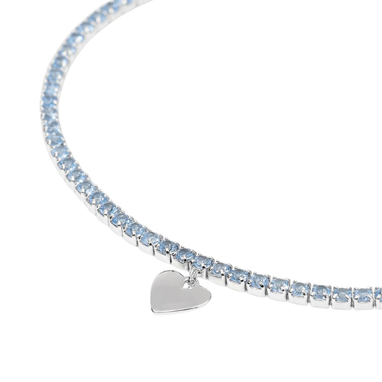 Bracciale tennis Mabina in argento acquamarina ciondolo cuore 18,5 cm