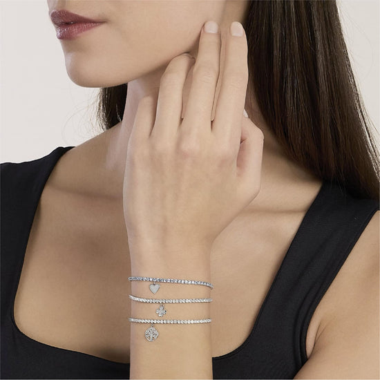 Bracciale tennis Mabina in argento acquamarina ciondolo cuore 18,5 cm