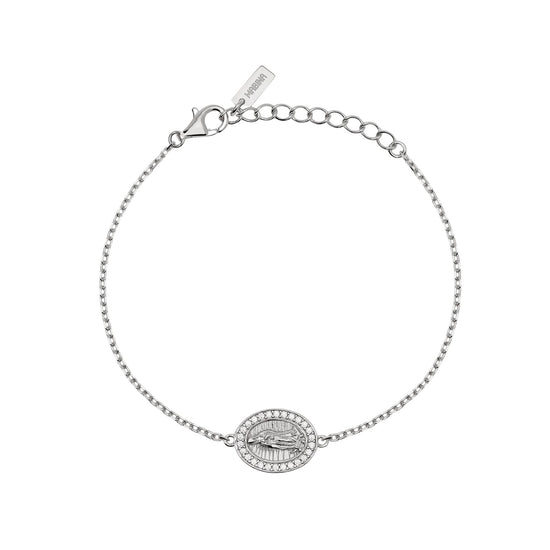 Bracciale Mabina in argento con ciondolo ovale Madonnina 19 cm