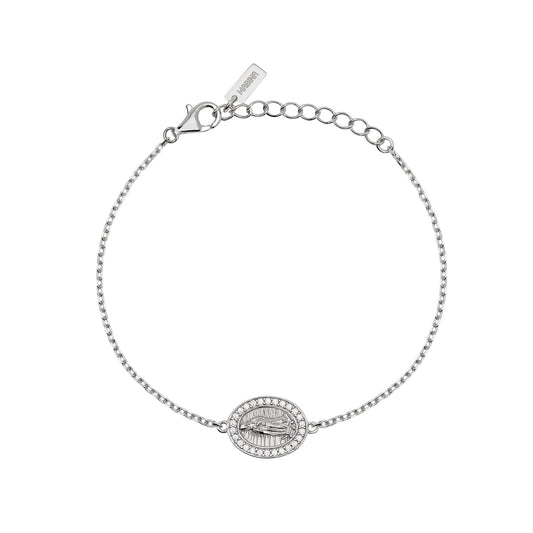 Bracciale Mabina in argento con ciondolo ovale Madonnina 19 cm